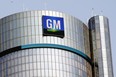 The General Motors logo on the world headquarters building is shown September 17, 2015 in Detroit, Michigan